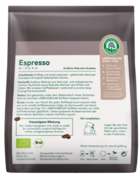 Lebensbaum Espresso Minero Kaffeepads 18 x 7 g Bio...