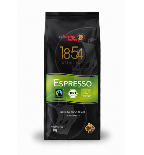 Schirmer Kaffee Fairtrade Bio Espresso ganze Bohne 1000 g (DE-ÖKO-006)
